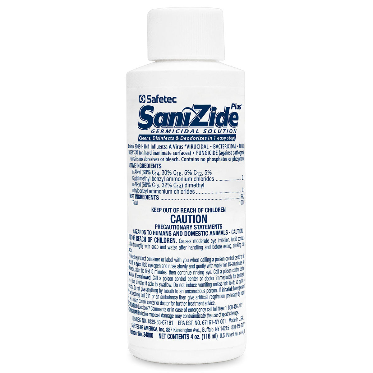 Sanizide Plus environmental surface germicidal solution, 4 oz. plastic bottle with pump spray, 1 ea. quakekits.com