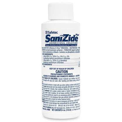 Sanizide Plus environmental surface germicidal solution, 4 oz. plastic bottle with pump spray, 1 ea. quakekits.com