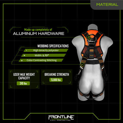 Frontline 110VTB Combat Lite Vest Style Harness with Aluminum Hardware and Suspension Trauma Straps 3X/4X VM Hardware