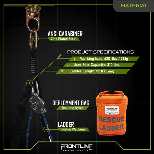 Frontline RLA18B Rescue 18' Ladder Kit with Pulley System VM Hardware