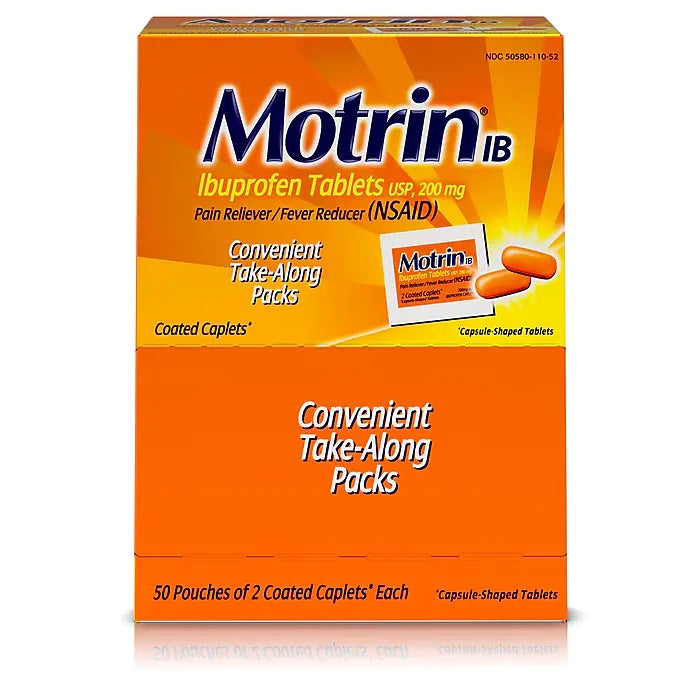 Motrin IB, 2 per pack - 100 per box quakekits.com