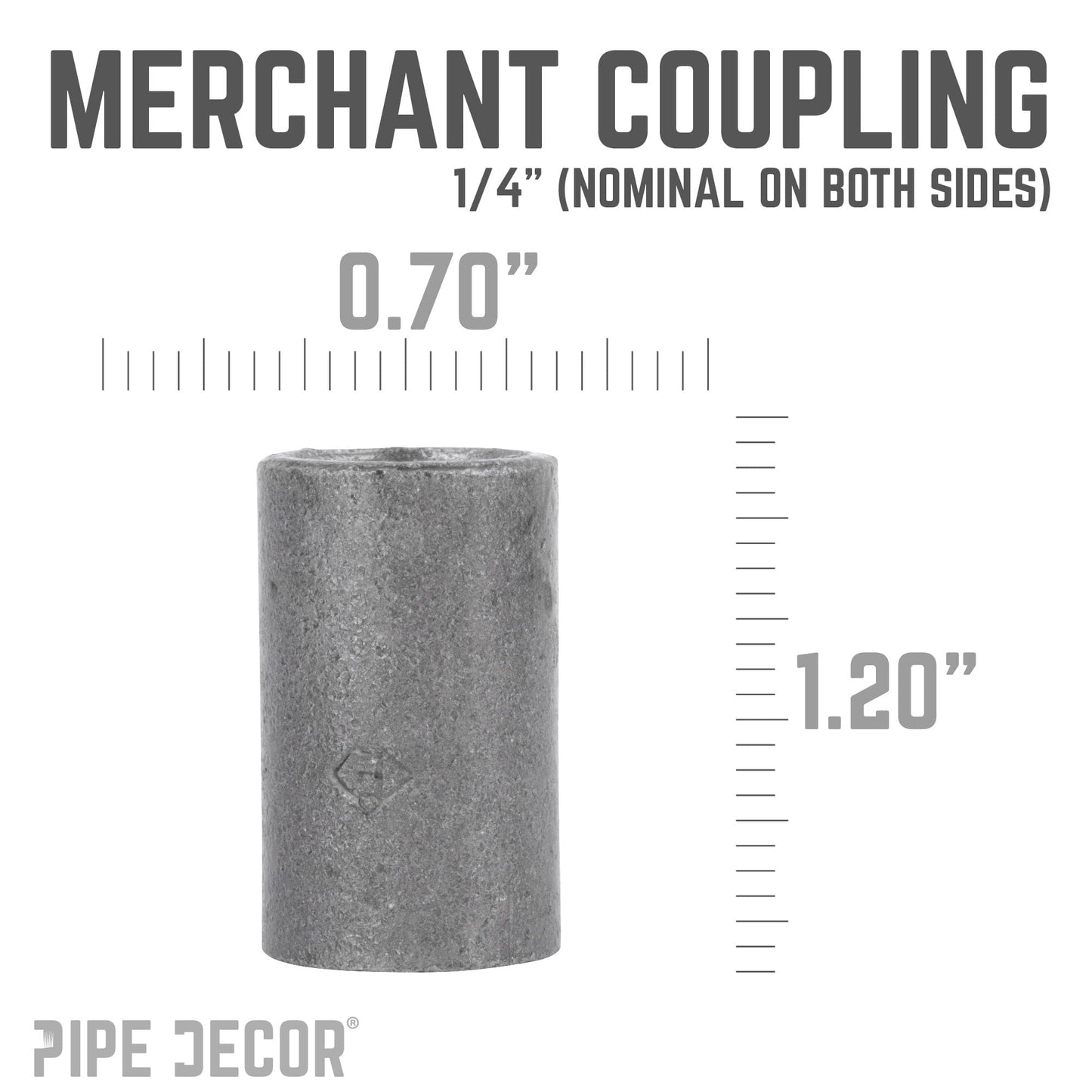 1/4 in. Black Merchant Coupling PIPE DECOR