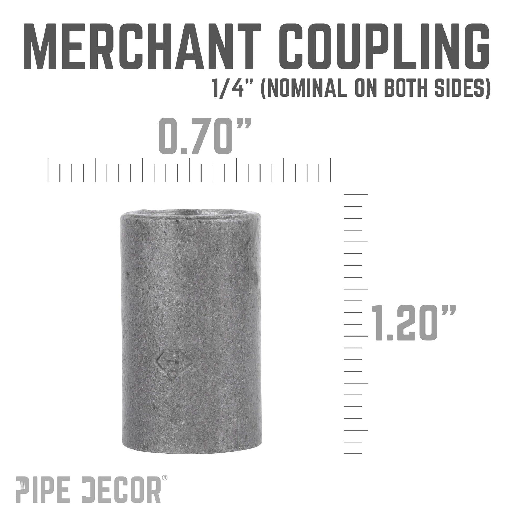 1/4 in. Black Merchant Coupling PIPE DECOR