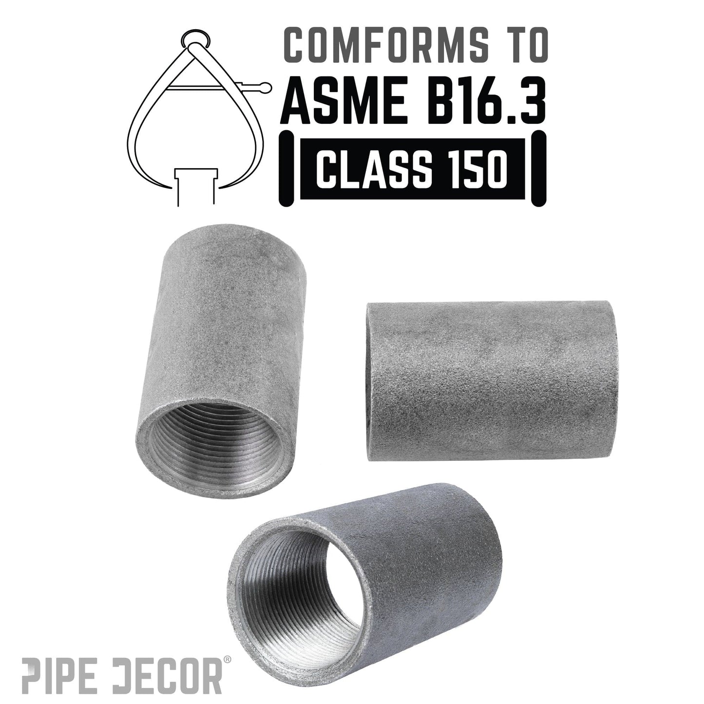 1/4 in. Black Merchant Coupling PIPE DECOR