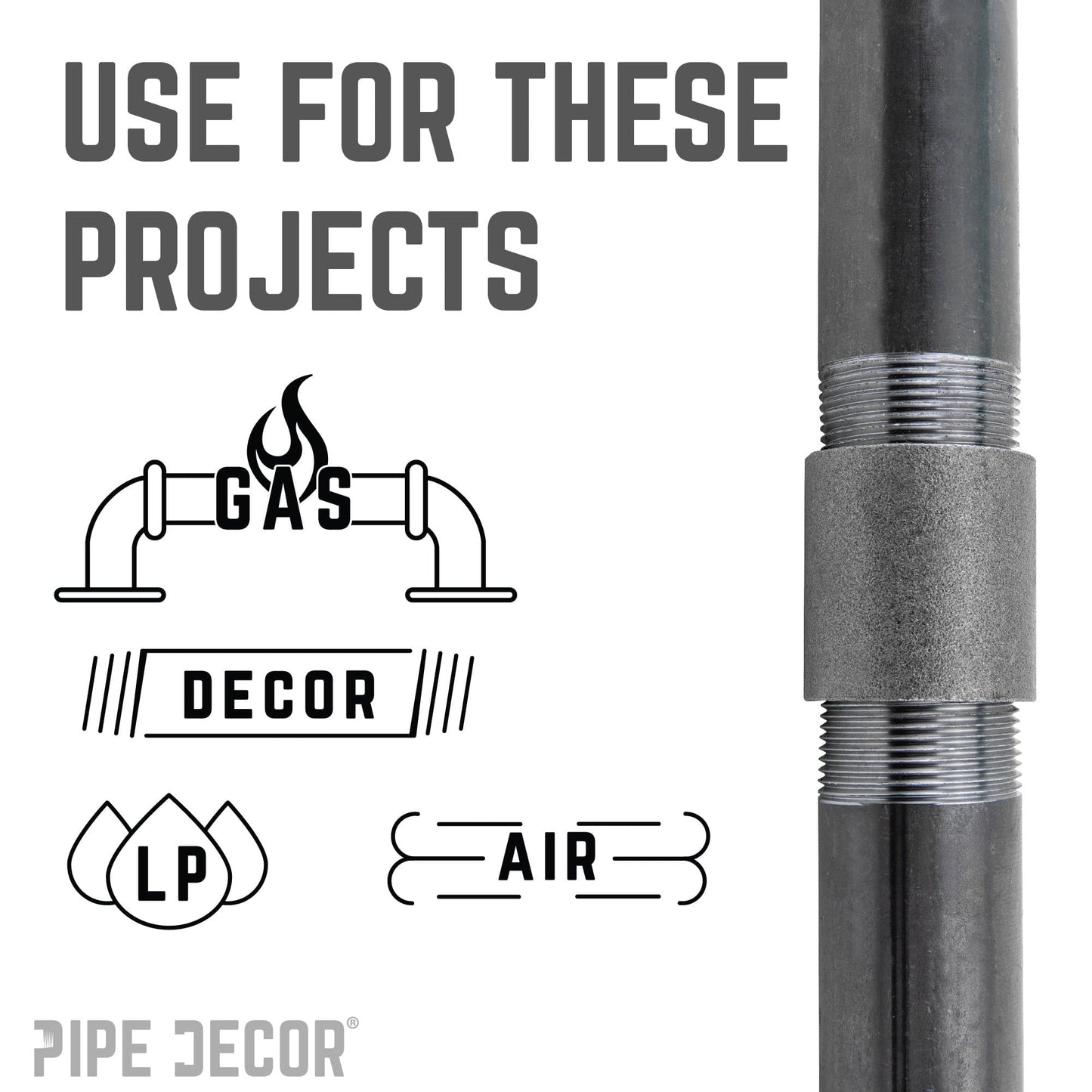 1/4 in. Black Merchant Coupling PIPE DECOR