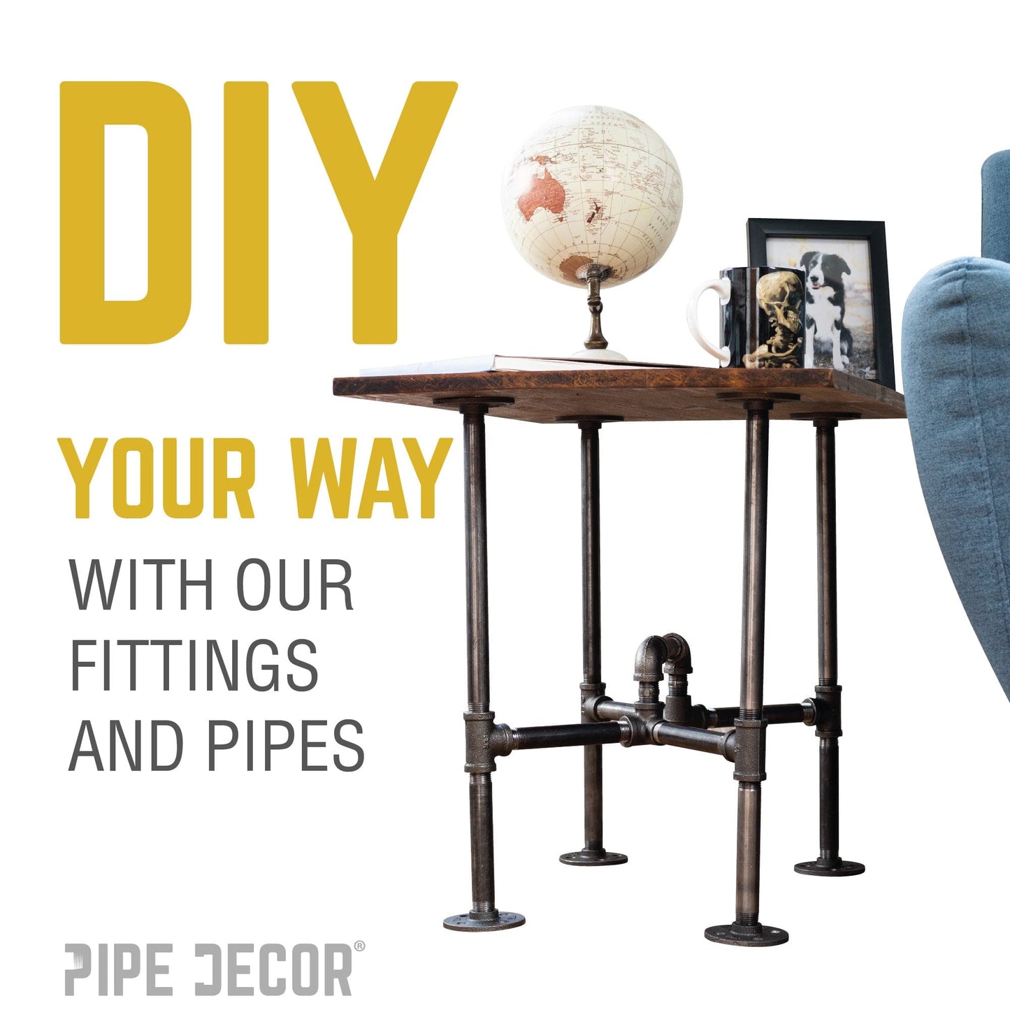 1 in. Black Merchant Coupling PIPE DECOR