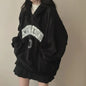 Fleece-lined Women's Zipper Hooded Sweater
