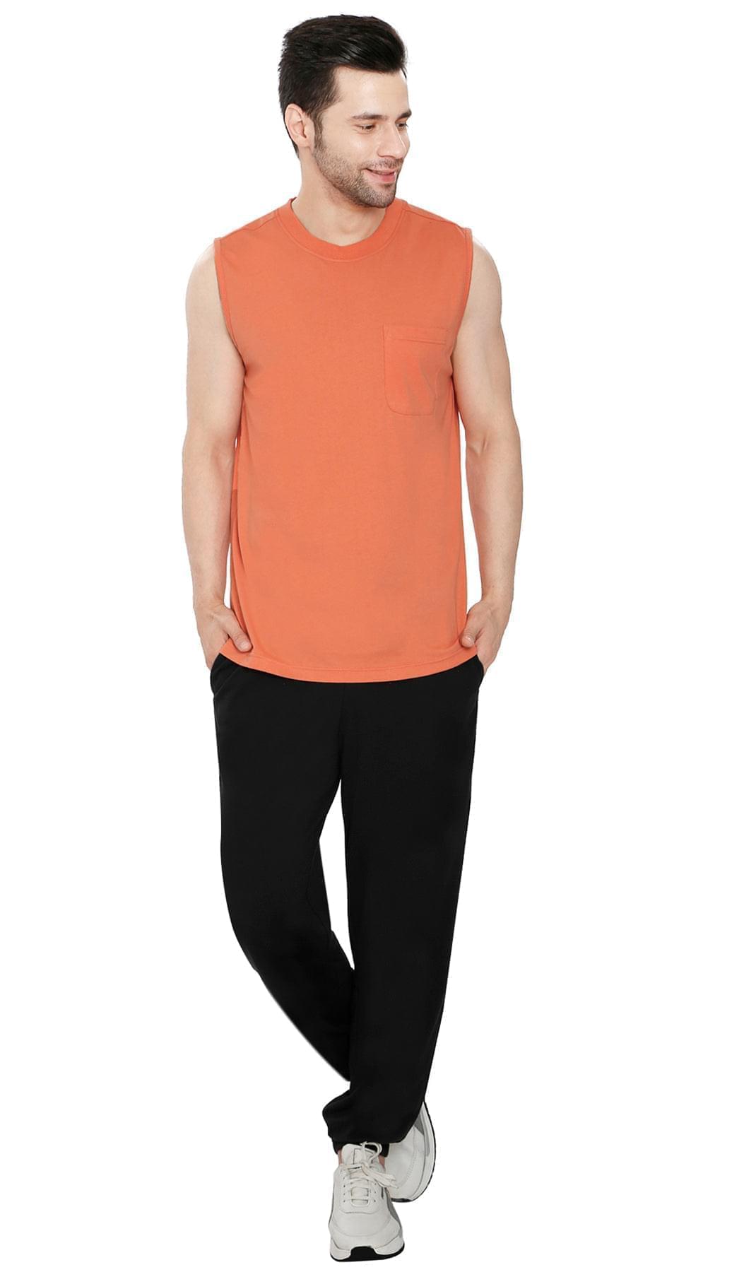 Men’s Sleeveless Crew Neck T-Shirt – Regular Fit, Heavier Cotton Blend Jersey with Chest Pocket TURTLE BAY APPAREL