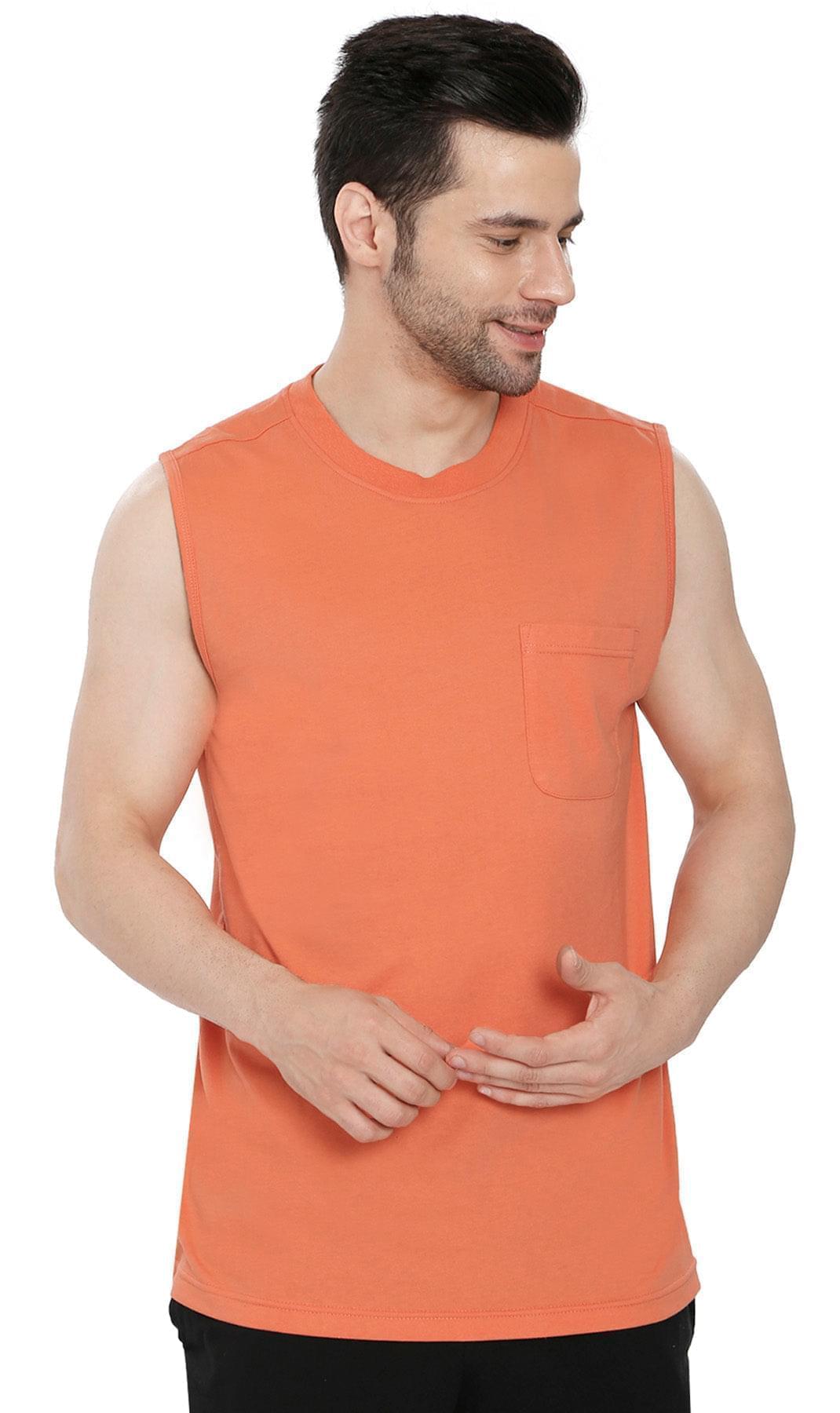 Men’s Sleeveless Crew Neck T-Shirt – Regular Fit, Heavier Cotton Blend Jersey with Chest Pocket TURTLE BAY APPAREL