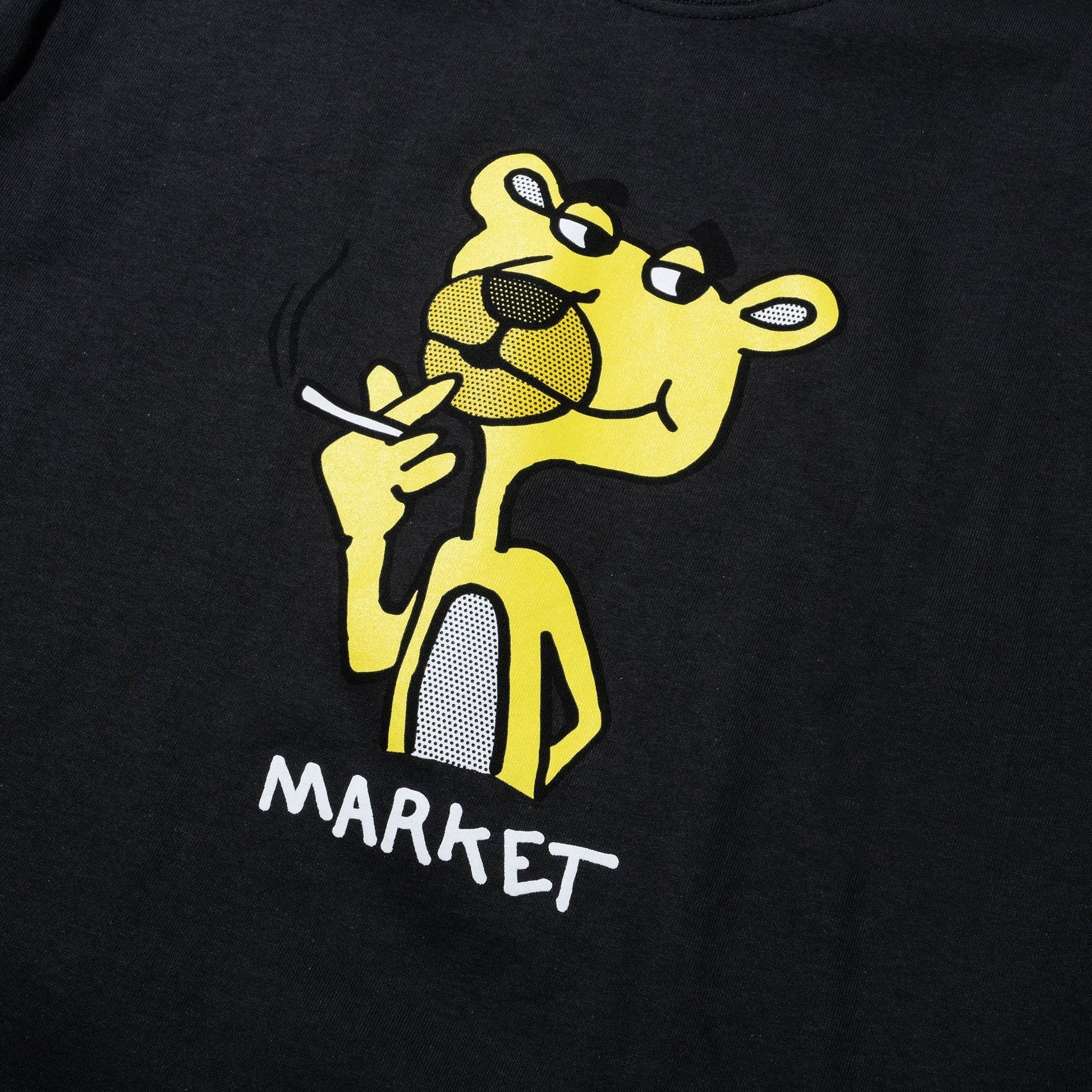 Market Studios Yellow Panther Tee - Washed Black Denim Exchange