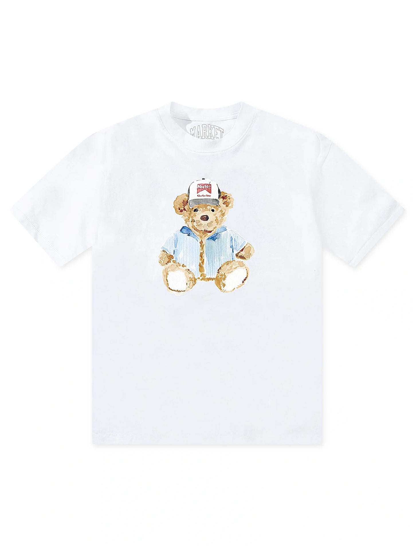 Market Studios Watercolor Teddy T-Shirt - White Denim Exchange