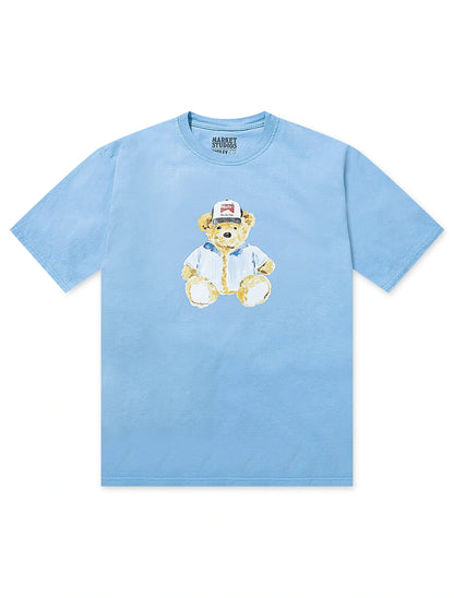 Market Studios Watercolor Teddy T-Shirt - Dusk Blue Denim Exchange