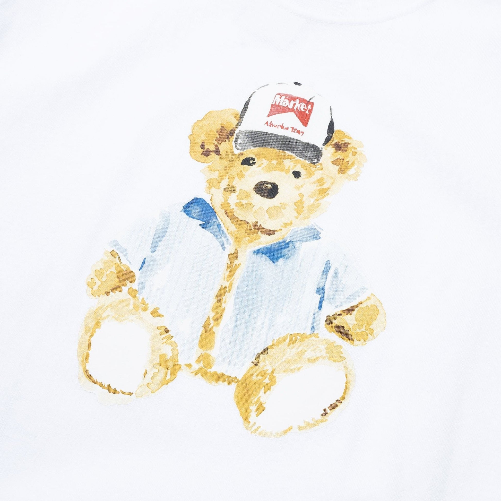 Market Studios Watercolor Teddy T-Shirt - White Denim Exchange