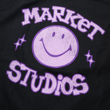 Market Studios Smiley Old School Tee - Washed Black Denim Exchange