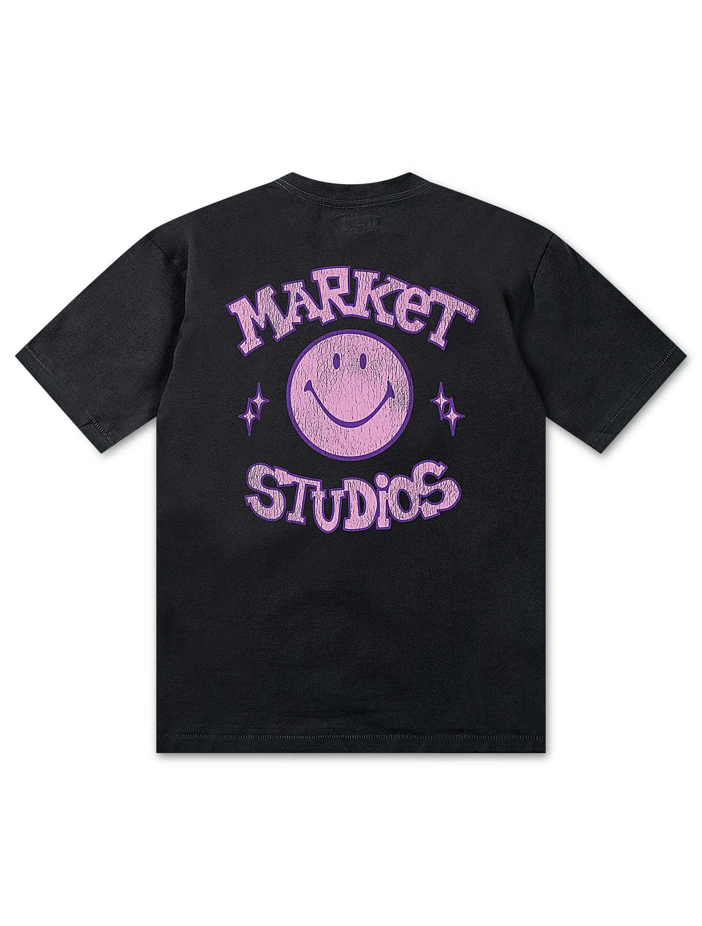 Market Studios Smiley Old School Tee - Washed Black Denim Exchange