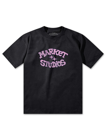 Market Studios Smiley Old School Tee - Washed Black Denim Exchange