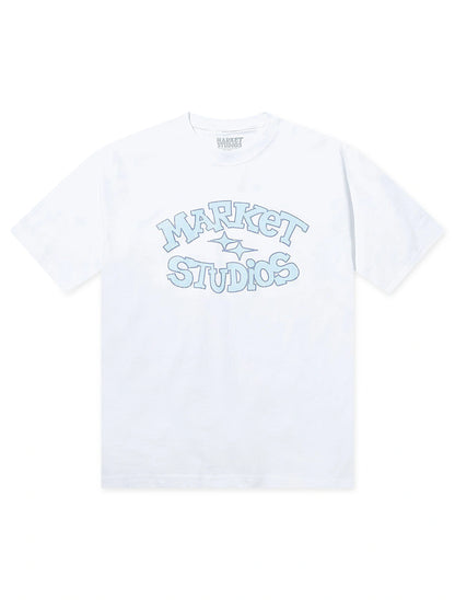 Market Studios Smiley Old School Tee - White Denim Exchange