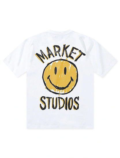 Market Studios Smiley Doodle Tee - White Denim Exchange