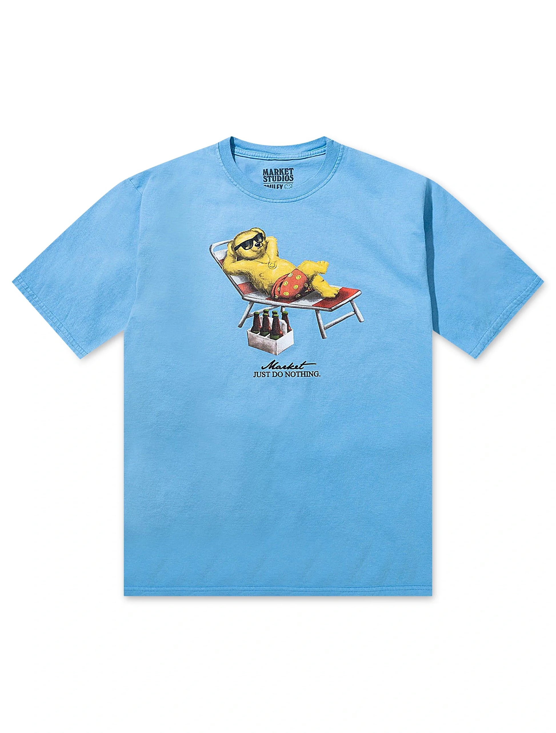 Market Studios Smiley Bearly A Care Tee - Dusk Blue Denim Exchange