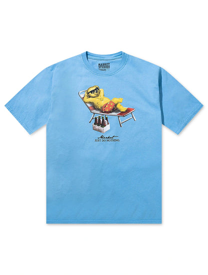 Market Studios Smiley Bearly A Care Tee - Dusk Blue Denim Exchange