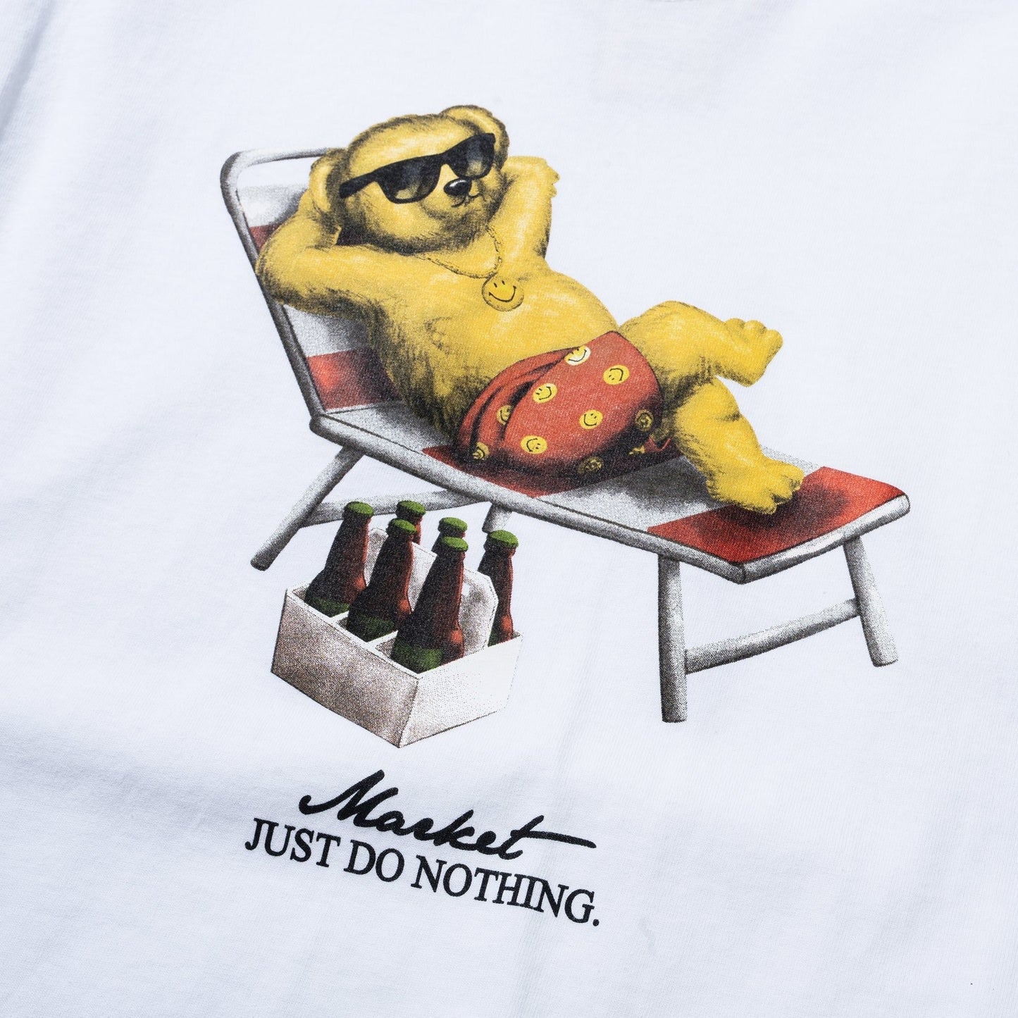Market Studios Smiley Bearly A Care Tee - White Denim Exchange