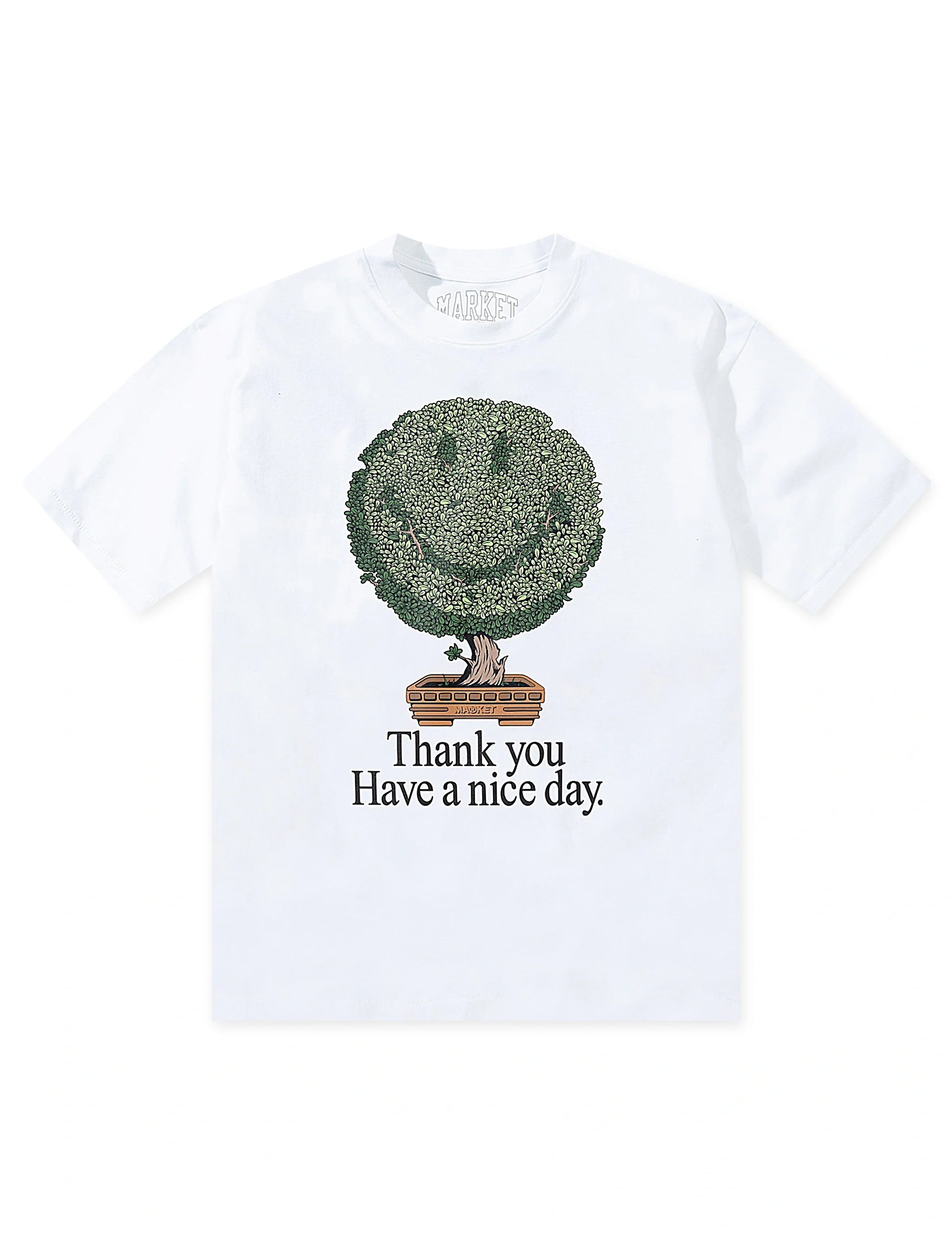 Market Studios Smiley Bonsai Tree Tee - White Denim Exchange