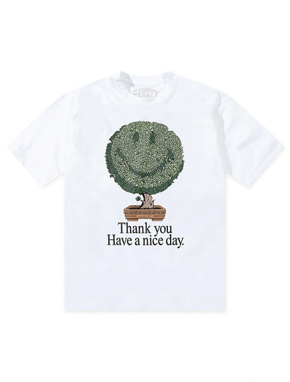 Market Studios Smiley Bonsai Tree Tee - White Denim Exchange