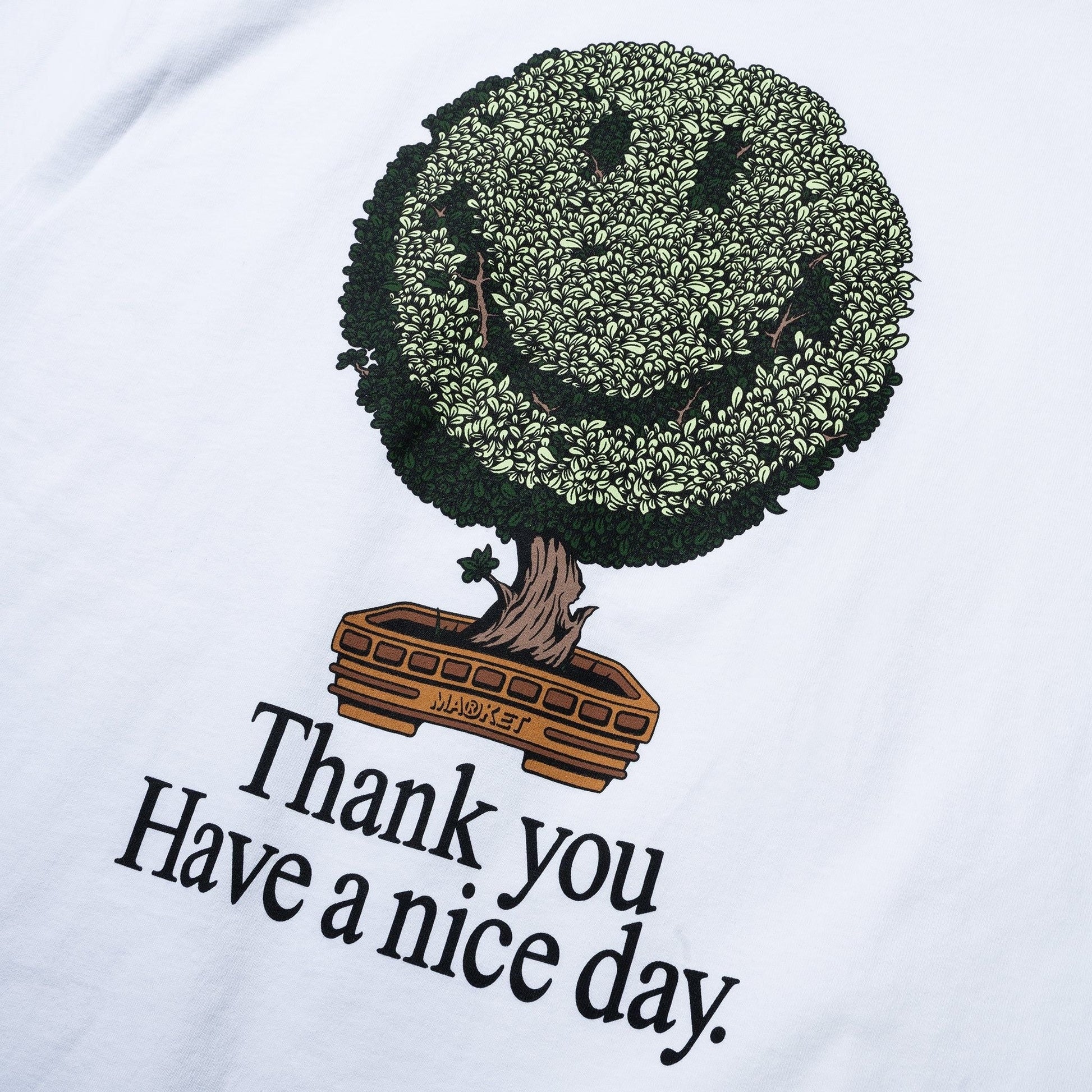 Market Studios Smiley Bonsai Tree Tee - White Denim Exchange