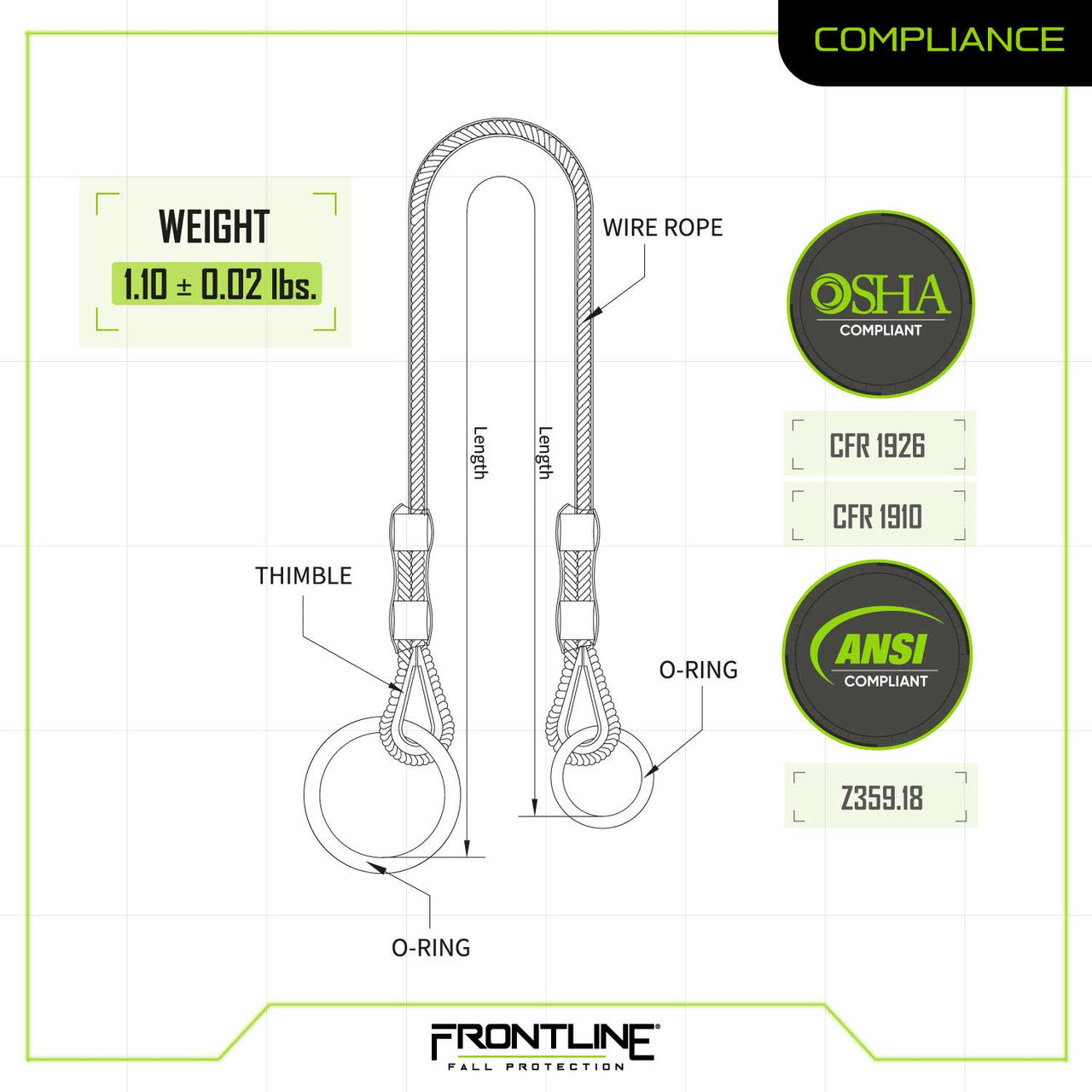 Frontline MPW Wire Rope Choker Anchor 4' VM Hardware