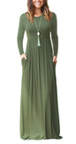 Women's Casual Long Sleeve Elastic Waist Dress