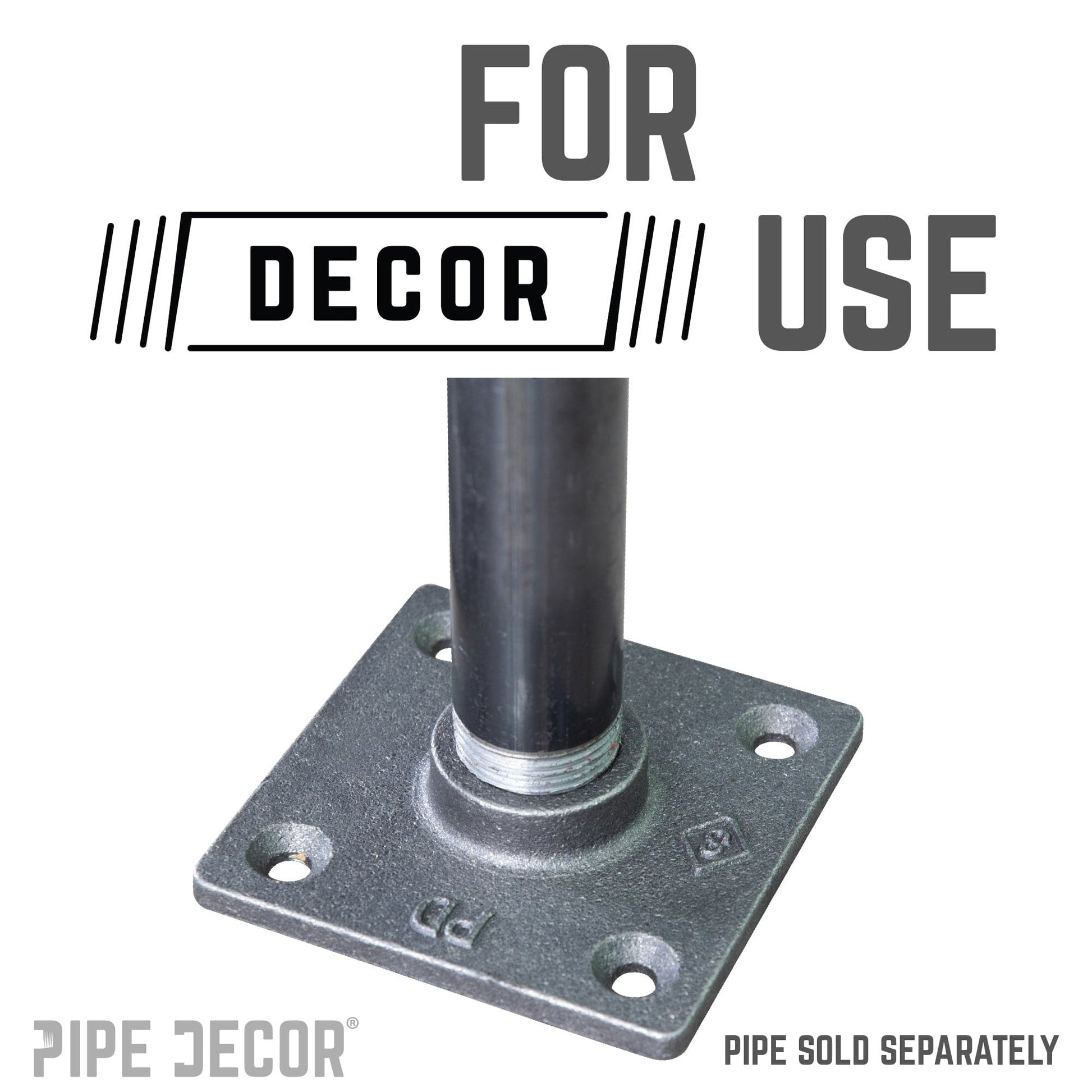 1/2 in. Black Square Mini Flange PIPE DECOR