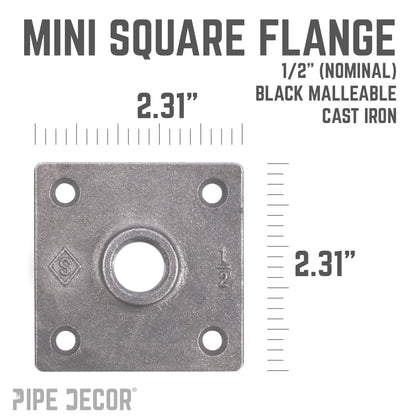 1/2 in. Black Square Mini Flange PIPE DECOR