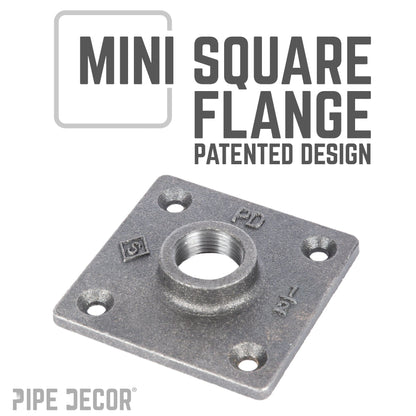 1/2 in. Black Square Mini Flange PIPE DECOR