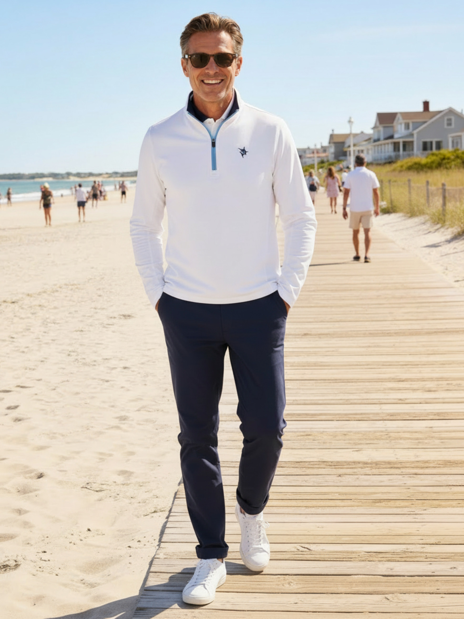 Montauk Quarter Zip Midweight Comfort White Water Life