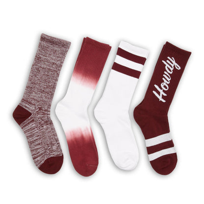 Maroon Casual Sock 4 Pack DeadSoxy