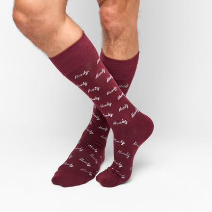 Maroon Howdy Dress Socks DeadSoxy