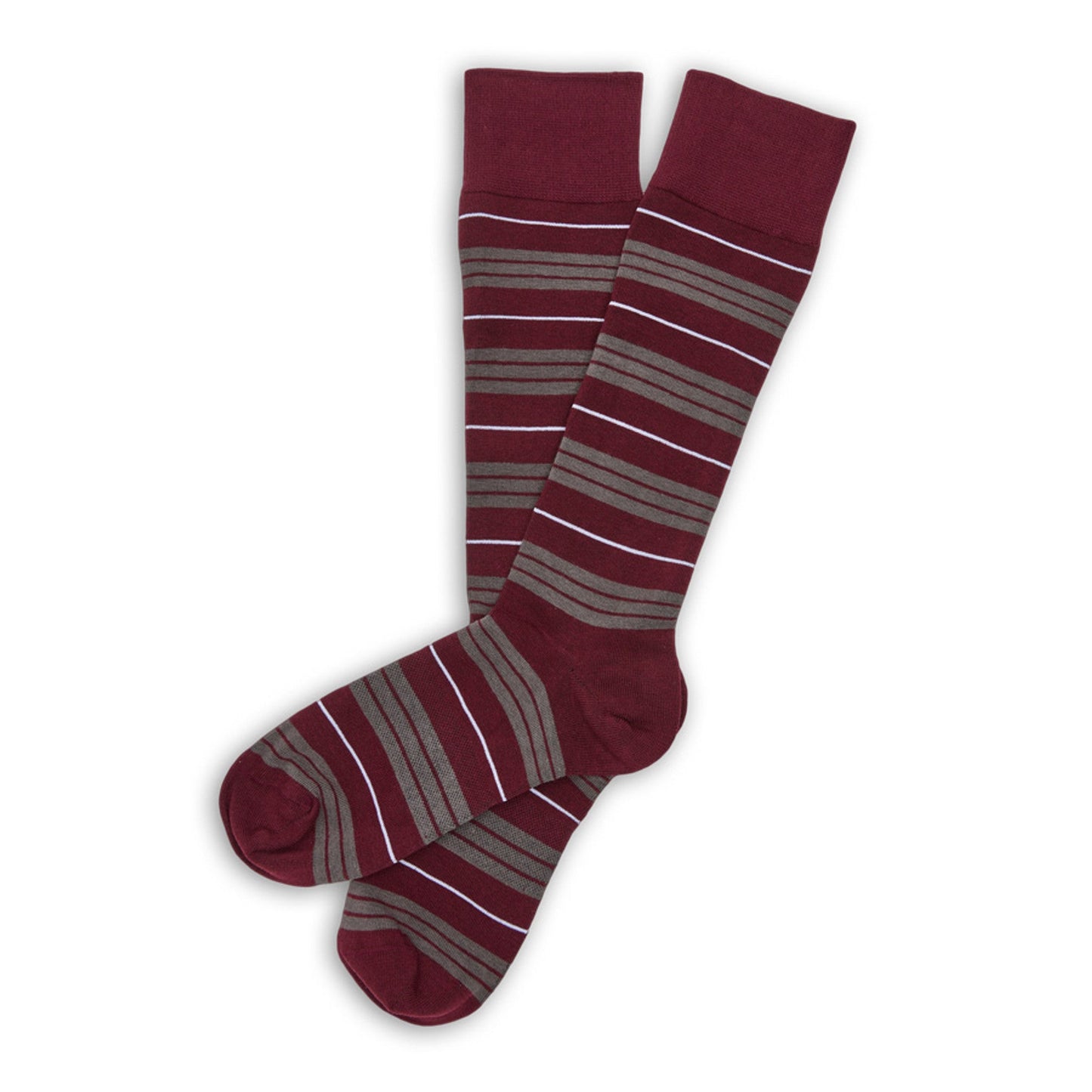 Maroon Triple Stripe Dress Socks DeadSoxy