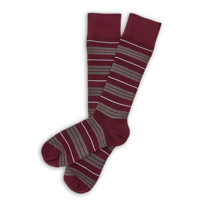 Maroon Triple Stripe Dress Socks DeadSoxy