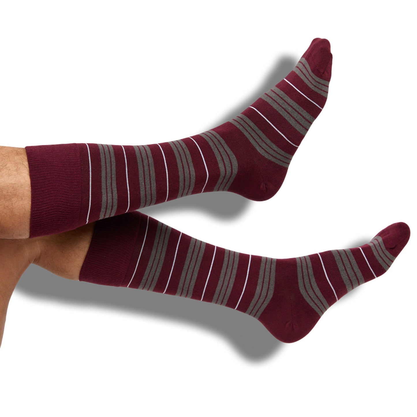 Maroon Triple Stripe Dress Socks DeadSoxy