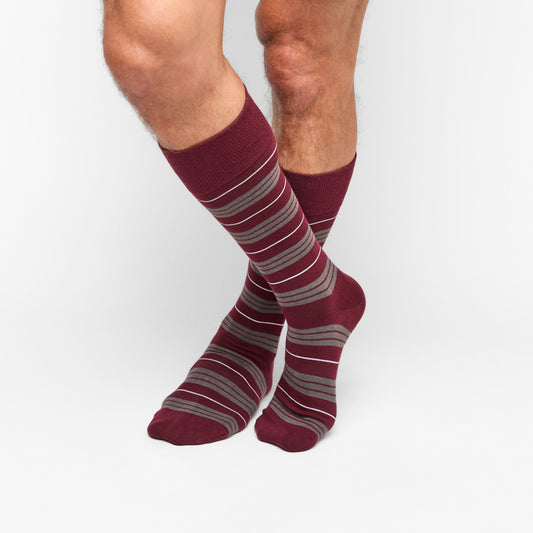 Maroon Triple Stripe Dress Socks DeadSoxy