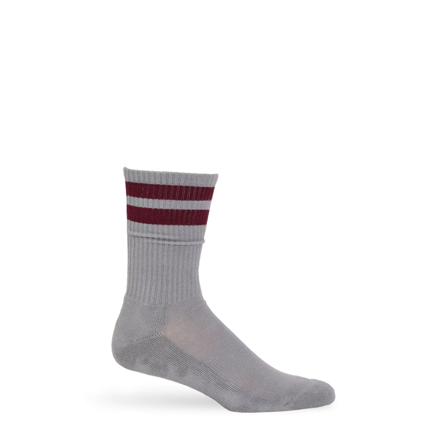 Gray Maroon Retro Stripe Casual Crew Socks DeadSoxy