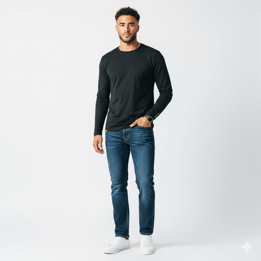Mason Black Long Sleeve Crew Auragen