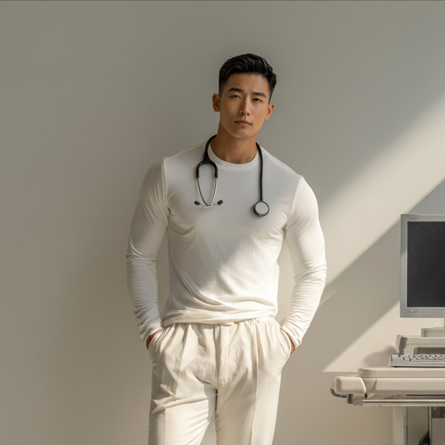 Mason White Long Sleeve Crew Auragen