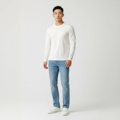 Mason White Long Sleeve Crew Auragen