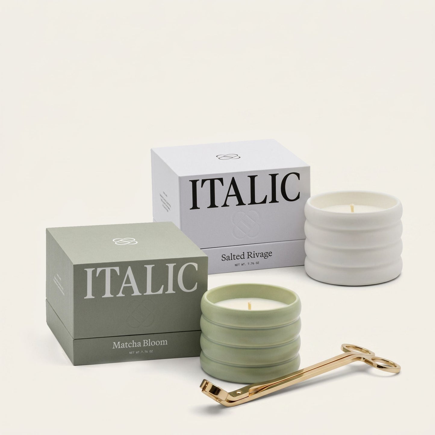 Ceramic Candle & Wick Trimmer Set Italic