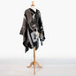Adina -  Equestrian Motif Shawl in Charcoal Wrap Urban-Equestrian