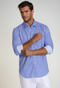 Mauro Long Sleeve Check Tech Shirt - Royal Blue Buki