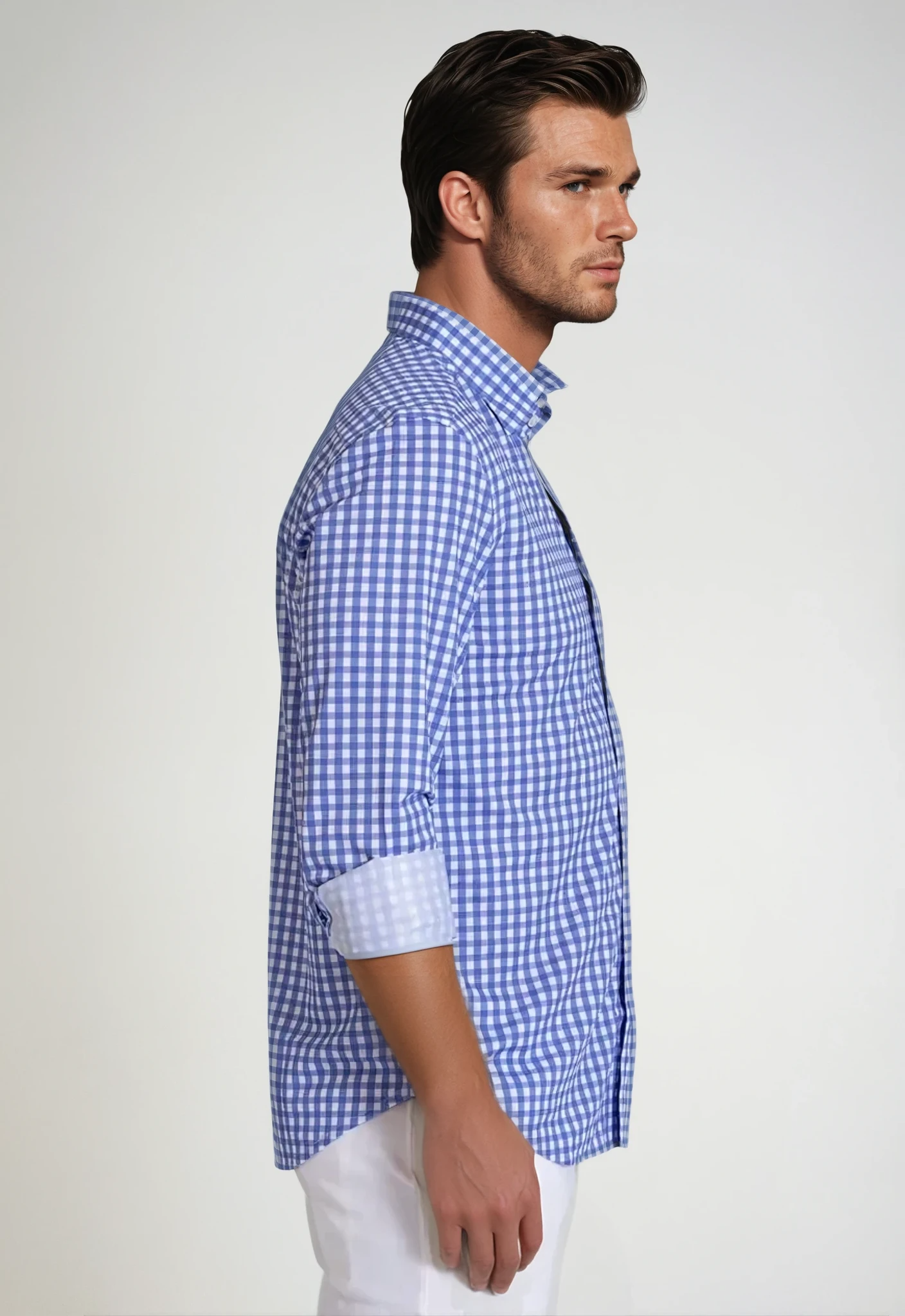 Mauro Long Sleeve Check Tech Shirt - Royal Blue Buki