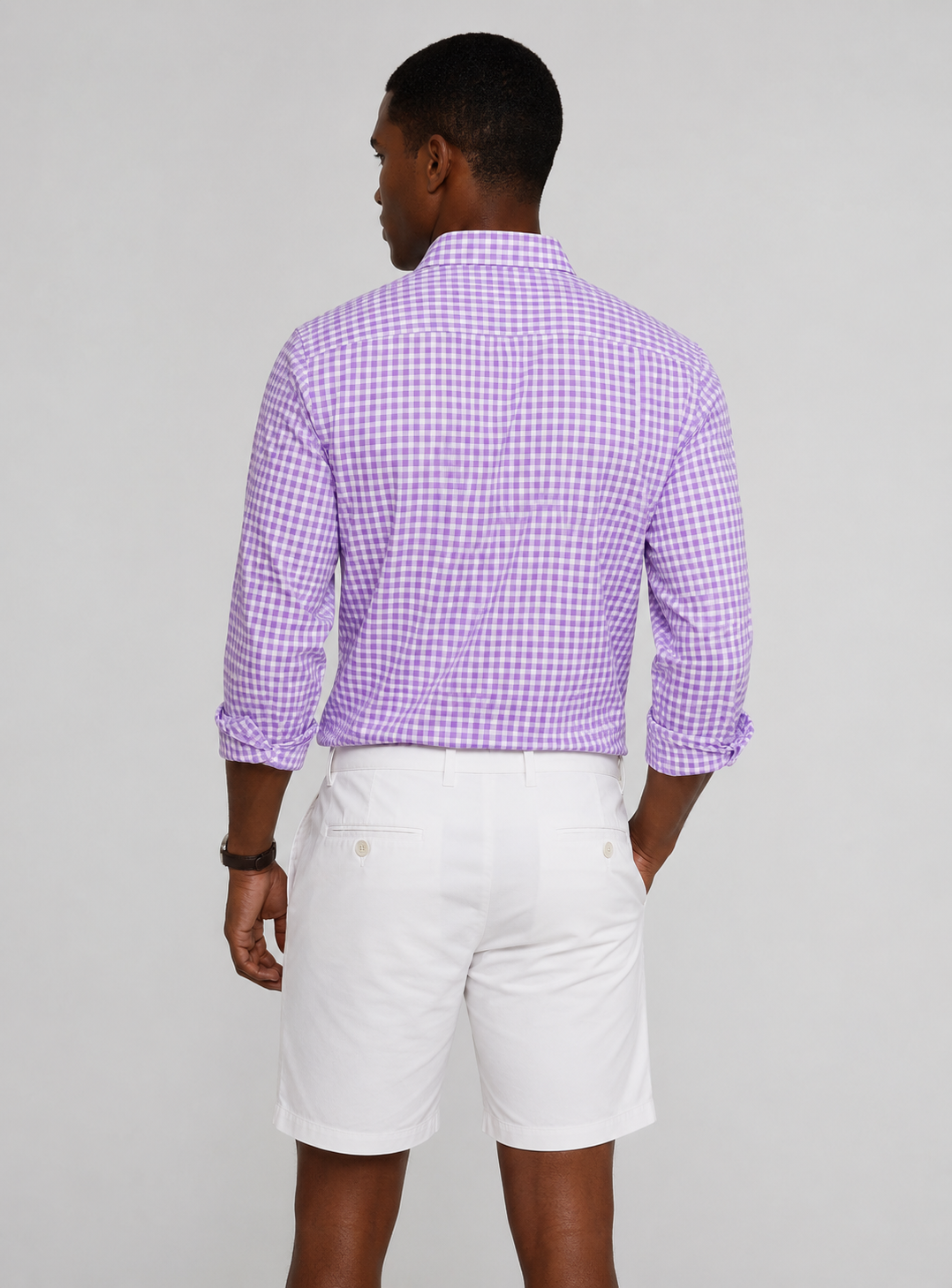 Mauro Long Sleeve Check Tech Shirt - Lavender Buki