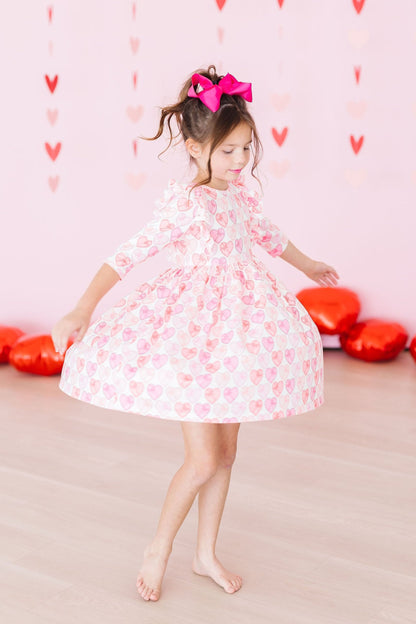 Melt My Heart 3/4 Sleeve Ruffle Twirl Dress